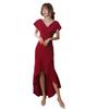 Vestido de Brindis de Novia 2026 Verano Nuevo Estilo Rojo Cuello en V Sirena Elegante Vestido de Noche para Anfitrión Banquete Vestido Largo