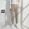 Pantalones Rectos Holgados de Verano de Seda de Hielo Fina para Hombre Pantalones Casuales Cortos Colgantes Juveniles Slim-Fit de Pie Pequeño