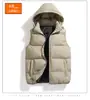 Colete Quente Masculino Outono e Inverno, com Capuz, Caimento Solto, Cor Sólida, Estilo Padrão Jaqueta Colete