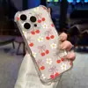 Adecuado para iPhone 18 Pro Estilo 15Ins Funda para Teléfono con Lazo y Cerezas Brillantes de Cuatro Esquinas Anti-Caídas 16 Apple Cobertura Completa