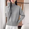 Outono/Inverno 2026 Novo Tricô Andy de Veludo Gola Meia-Alta com Zíper Meio Comprimento Manga Longa Feminino Liso Solto Camisa Base