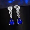 Pendientes de diamantes de estilo barroco de corte largo con forma de pera, pendientes de diamantes rojos y azules, pendientes de celebridades de Internet.