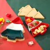 Prato de Lanche Árvore de Natal em Cerâmica Personalizado, Bandeja Criativa para Uso Doméstico na Sala de Estar com Compartimentos, Prato de Lanches, Bandeja para Lanches e Frutas Secas