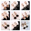 Pendientes coreanos de acero y titanio en oro rosa para mujer, con galvanoplastia y conservación del color, de plata S925, con forma de rosa y aguja, sencillos y elegantes.