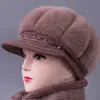 Chapéus de Inverno para Mulheres de Meia-Idade e Idosas, Chapéu de Pescador com Forro de Lã de Coelho para Mães, Chapéu de Algodão Tricotado Espesso e Quente para Idosos e Avós