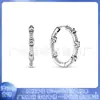 Pandora Cobre Blanco Plata de Ley S925 Oval Cristal Azul Sintético Brillantes Pendientes Nueva Llegada Pendientes con Incrustaciones de Diamante
