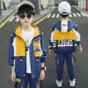 Terno infantil masculino roupas de primavera crianças 8 esportivo 9 Primavera e Outono 10 jaqueta casual calça conjunto de duas peças roupas masculinas para crianças mais velhas 12 anos 15
