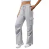 Calça Jogger Cargo Feminina Ampla com Cordão, Cintura Alta, Caimento Solto, Elástico na Cintura, Bolsos, Calça Longa de Algodão - Mais Vendido na Amazon