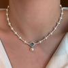 Collar de Plata Esterlina S925 Aguamarina Perla Degradada Shijia Mujer Lujo Accesible Nicho Elegante Collar Clavícula
