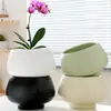 Maceta de Cerámica Simple para Uso Doméstico con Plato, Venta al por Mayor Transfronteriza Temu, Específicamente para Orquídeas Phalaenopsis y Plantas Suculentas