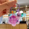 Llavero con Etiqueta de Flor Acrílica Anillo Accesorios DIY Campana Colgante Creativo Lindo para Mochila
