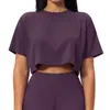Camiseta de Manga Corta Cómoda de Cuello Redondo Estilo Nuevo para Mujer, para Exteriores, Fitness, Running, Top Holgado 3091