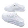 Sandalias y pantuflas con cordones zapatos blancos pequeños pantuflas de mujer zapatos de malla transpirables de verano zapatos exteriores estilo coreano