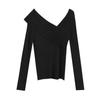 Wanwei Punto de Manga Larga con Hombro Descubierto para Mujer 2025 Otoño Nuevo Diseño Adelgazante Top Básico 603