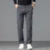 Pantalones Largos Casuales de Pierna Recta para Hombre, Estilo Masculino, Nuevo Modelo Otoño e Invierno 2026, Forrados de Polar, Engrosados, Cálidos, Pantalones de Vestir Ajustados