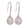 Brincos de Moda Europeus e Americanos em Forma de Gota d'Água, Brincos Simples e Sofisticados de Zircônia para Mulheres, Brincos Elegantes e Estilosos Estilo Ins Venda por Atacado