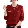 Novedades en punto de otoño, ropa elegante para mujeres, tops elegantes de manga larga para mujeres de mediana edad y mayores, y versátiles suéteres de punto