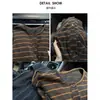 Cardigan Listrado Color Block Retrô Estilo Coreano Jaqueta de Manga Longa Feminina Outono 2026 Novo Top Soltinho com Botões Estilo Preguiçoso
