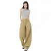 Caqui 2025 Primavera/Verano Nuevos Pantalones Anchos Adelgazantes Versátiles Curvados Tipo Plátano Pantalones Guadaña Pantalones Caqui