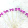 Accesorios Decorativos para Pastel de Cumpleaños Lazo Bandera Lazo Dorado Brillante Tarjeta para Cupcake