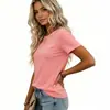 Roupas Femininas Transfronteiriças Europeias e Americanas 2026 Amazon Wish Comércio Exterior Nova T-shirt Casual Lisa de Manga Curta Solta