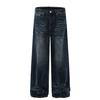 Fx059 Jeans de Pierna Ancha Sueltos para Hombre con Patrón de Bigotes Lavado Azul High Street Americano Diseño de Moda de Gama Alta