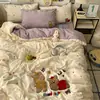 Conjunto de Roupa de Cama Classe A Quatro Peças Algodão Puro Lençóis de Cama Capa de Edredom Capa de Edredom Lençóis de Cama Conjunto de Três Peças para Dormitório de Estudante 4 Estações