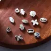 Plata de Ley S925 Ojo del Diablo Calabaza de Palma Cuentas Elemento Cruz Hoja Grano de Café Cuentas Espaciadoras Accesorios para Hacer Pulseras DIY