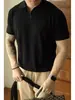 Camisa Polo, camisa de malha, camiseta de manga curta para homens, gola polo, decote V, texturizada, estilo old money, seda gelada, verão, atacado de fábrica transfronteiriço