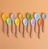 Cuchara para Mascotas, Cuchara para Lata de Comida de Gato, Mango de Madera Silicona, Cuchara Alimentadora para Gatitos Comida Húmeda Comida Fresca, Suministros para Mascotas