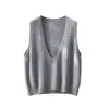 Gang Mi Apparel / Chaleco de Punto de Lana Merino Australiana Pura Sin Costuras Otoño Primavera para Mujer Cuello en V Profundo Sin Mangas Holgado Bai