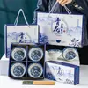 Conjunto de Tigelas de Porcelana Azul e Branca, Tigelas e Hashis Estilo Boêmio, Louça de Cerâmica, Pequenos Presentes de Casamento Práticos e Criativos, Pintado à Mão