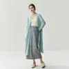 Cardigan Longo de Cashmere Outono e Inverno Novo com Borda Enrolada Feminino Sem Gola Estilo Outer Fino para o Dia a Dia Macio e Amigo da Pele Jaqueta