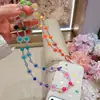 Cadena de teléfono dopamina súper hermosa, cadena de cuentas esmeriladas de colores arcoíris, correa de muñeca, llavero largo cruzado, cadena para bolso