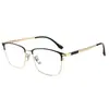 Armazón para Gafas de Hombre Negro Dorado de Lujo Ligero 32807Y Armazón para Gafas de Titanio Puro Ultraligero y Cómodo con Patillas Largas Flexibles Armazón de Titanio