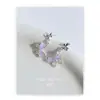 Pendientes de Mariposa de Lujo Ligero de Alta Calidad con Aguja de Plata S925 Diseño de Nicho Pendientes Frescos Dulces Degradados Pendientes de Circonita