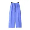 ABOUTSEA Calça Xadrez Divertida Vibe de Verão Cós Contrastante Brincalhona Redutora de Idade Versátil Reta de Perna Larga Feminina