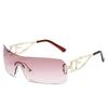 Nuevas Gafas de Sol Metálicas de Una Pieza Transfronterizas 2024 Europeas y Americanas Elegantes Caladas Hip-Hop Y2K Moda Fotografía Callejera Gafas de Sol para Mujer