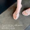 Pantuflas de Piel de Oveja Uva Mamá Tacón 6cm de Alto para Mujer Verano Chanclas Estilo Hada Ropa de Exterior Tira Fina Cuña Chanclas