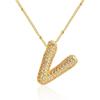 Collar de Verano de Alta Gama para Mujer con Colgante de Letras Burbuja Completamente Diamantadas con Incrustaciones de Circonita de Cobre Popular Transfronterizo