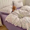 Conjunto de cama de quatro peças em gaze dupla, novo modelo 2026, lençol de cama, roupa de cama, capa de edredom, conjunto de três peças para cama de dormitório, adequado para todas as estações