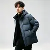 Chaqueta con capucha para hombre de estilo outdoor moderno, de plumón de pato blanco, engrosada para invierno, que retiene el calor y es cálida, abrigo cortavientos
