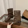Botas Martin para Mujer 2026 Otoño/Invierno Nuevo Estilo Tacón Grueso Negras de Motociclista Media Caña, Botas para Pantalones, Botines para Combinar con Faldas