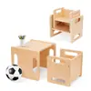 Novo Conjunto de Mesa e Cadeira de Desmame Montessori para Crianças Móveis Infantis Escadinha Ajustável para Crianças Pequenas Mesa de Jantar de Madeira para Bebês