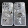 Adequado para Honor 300 e Honor 200 Pro Capa de Celular com Fio de Pena Chamativo a Laser Rosto Sorridente de Coração Tridimensional com Proteção de Pena