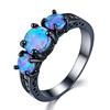 Anillo de ópalo azul personalizado de moda transfronteriza europea y americana, anillo de oro negro de alta gama, pulsera, anillo de moda para celebridades para mujeres