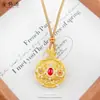 Collar Colgante de Camelia con Punto de Esmalte y Diamante Chapado en Cobre de Alta Retención de Color Oro de 24 Quilates Diseño Estilo Chino Colgante