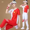 Roupa de Dança Quadrada Novo Traje Verão Dança Roupa Esportiva Roupas de Verão Femininas Exercício Patriótico Yang Liping Fitness Roupa Esportiva