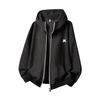 Sudadera con capucha de lana pesada de 360 g para hombre, Chaqueta americana retro de otoño con cremallera y bloques de color, Sudadera con capucha texturizada