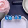 Aretes de Topacio Azul London Puro Natural Azul London Súper Oscuro 6*8mm Plata 925 Incrustación de Precisión